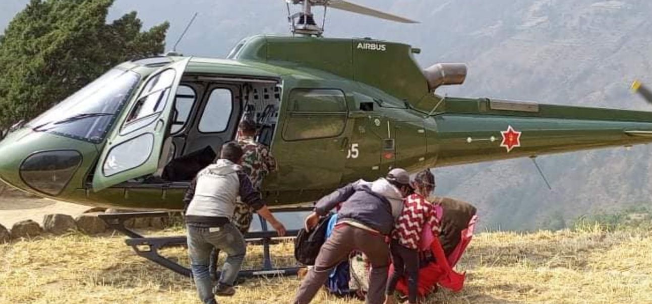 जाजरकोटबाट गर्भवतीको हेलिकोप्टरमार्फत उद्धार 